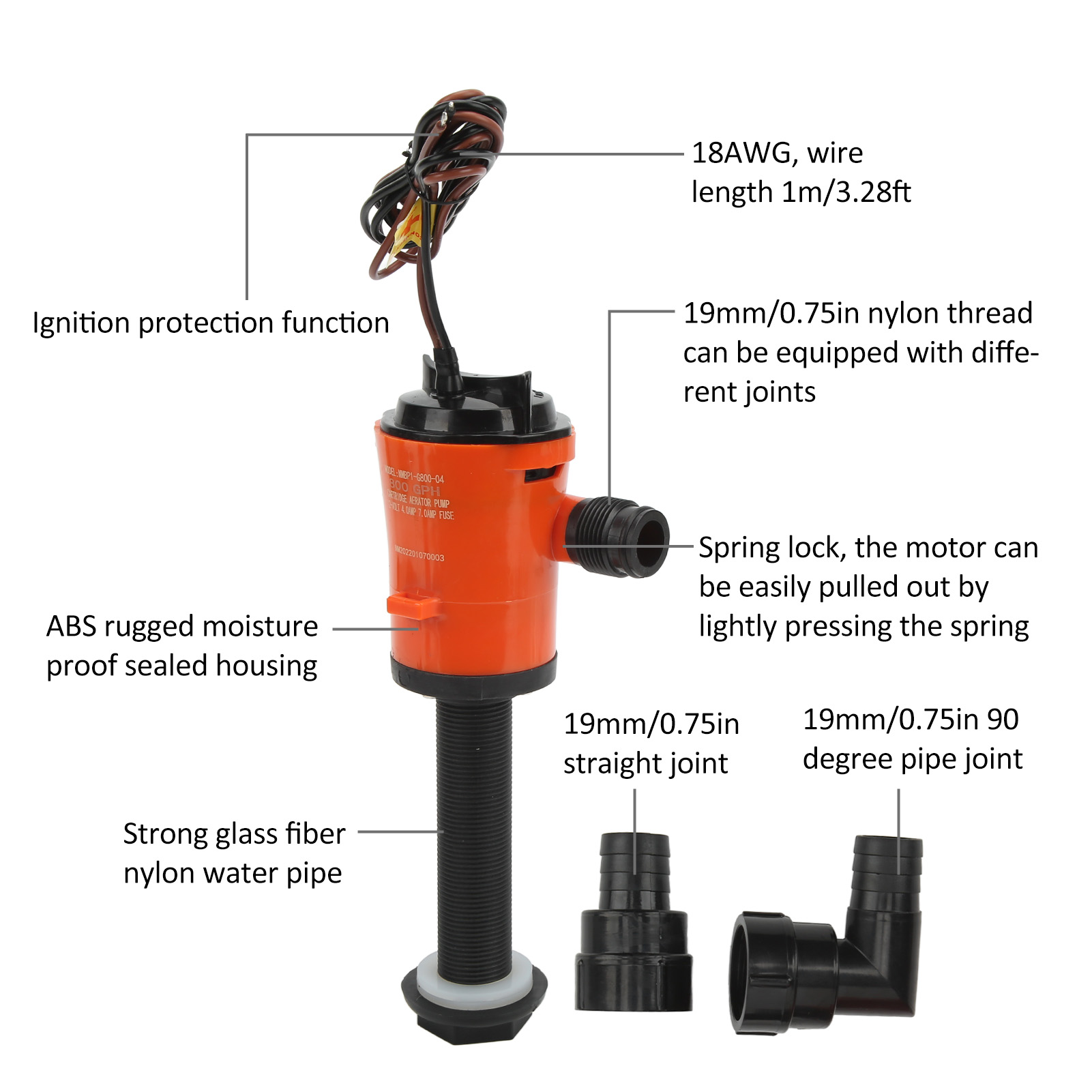 Aerator Livewell Pump 800GPH 1 - Marine Aquarium Live 评论和价格